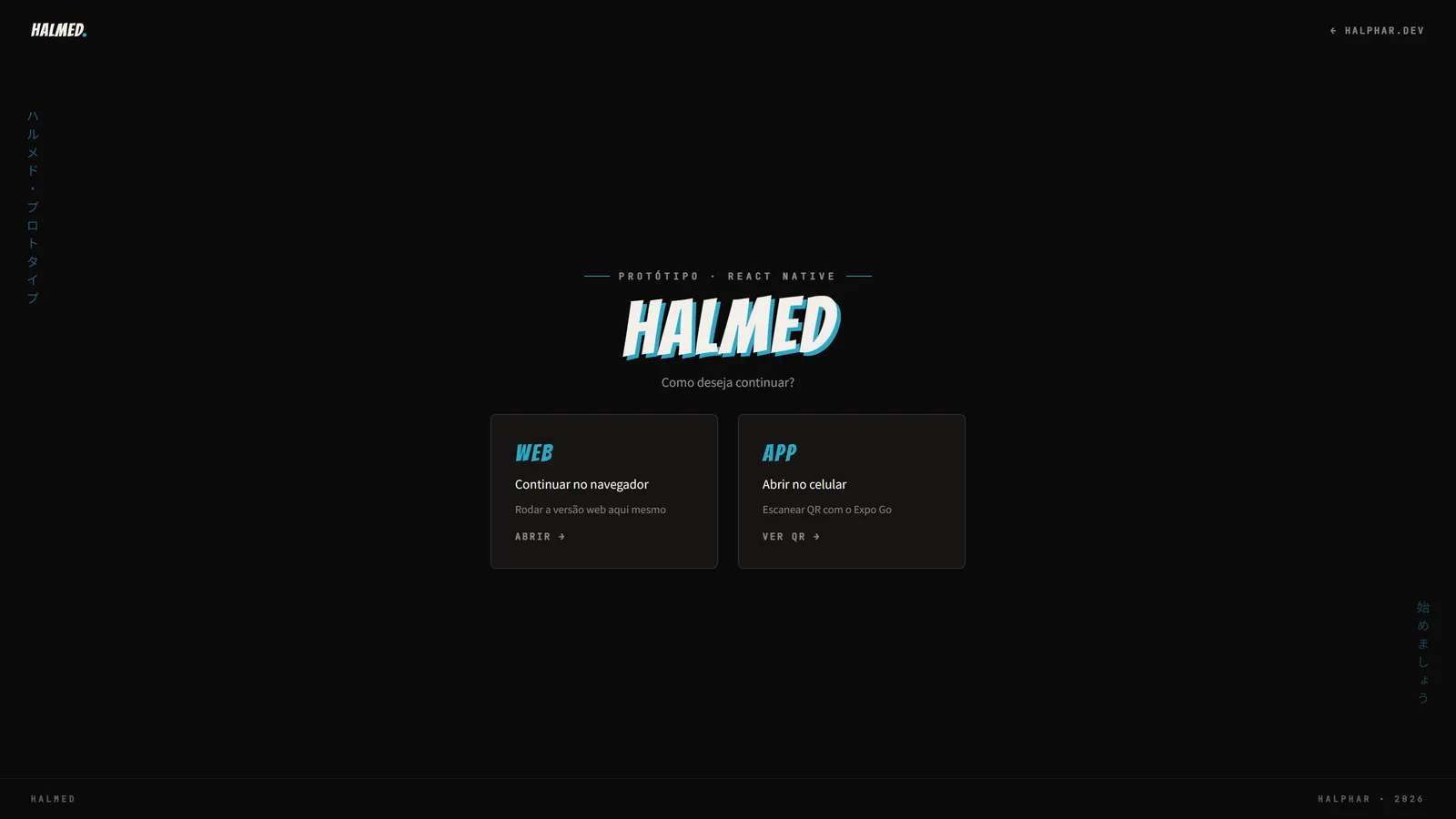 Tela de abertura do Halmed